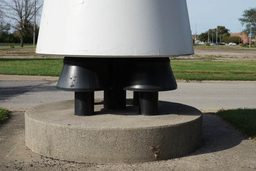 Thrust vector control nozzle exit cones on Minuteman III at Chanute Air Museum