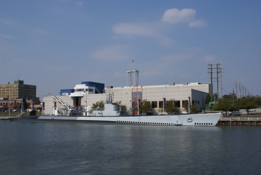 Overall view of Wisconsin Maritime Museum, with Periscope extending out of museum roof
