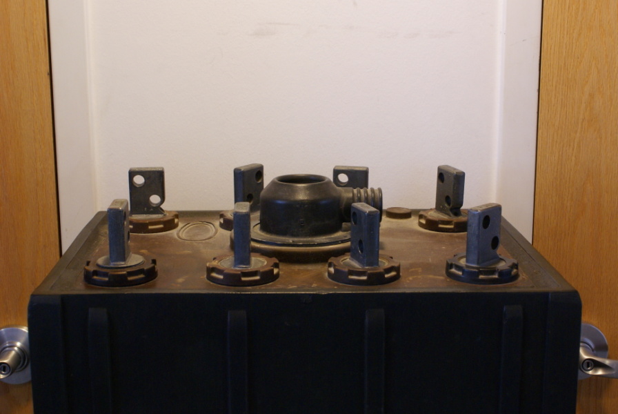 Terminals on Exide Submarine Battery Cell at Wisconsin Maritime Museum.