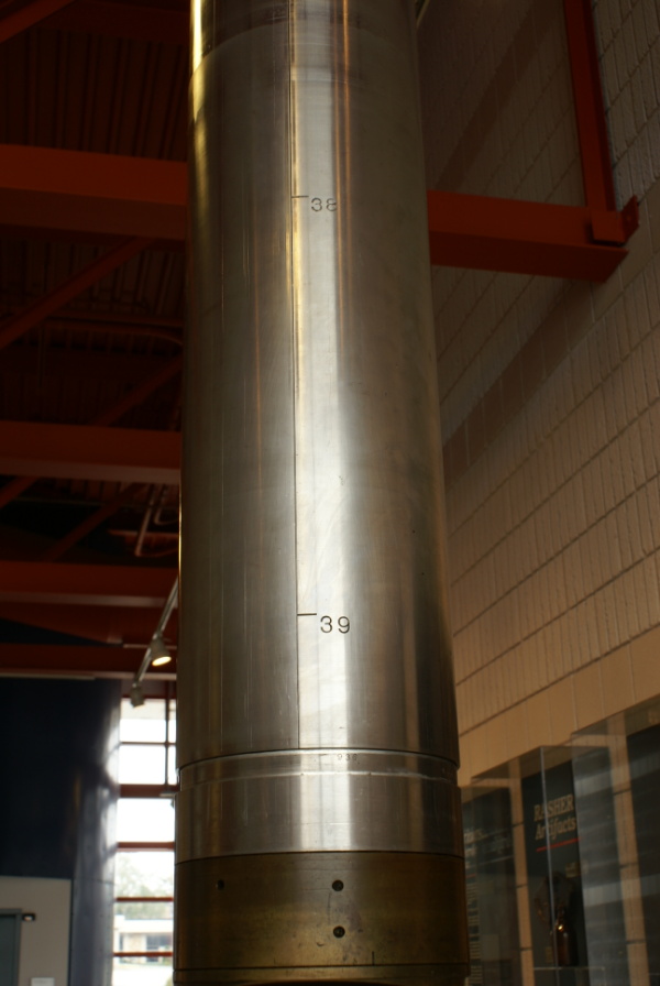 Periscope tube, including foot markings, at Wisconsin Maritime Museum