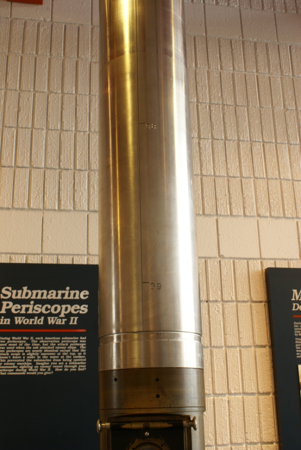 Periscope tube, including foot markings, at Wisconsin Maritime Museum