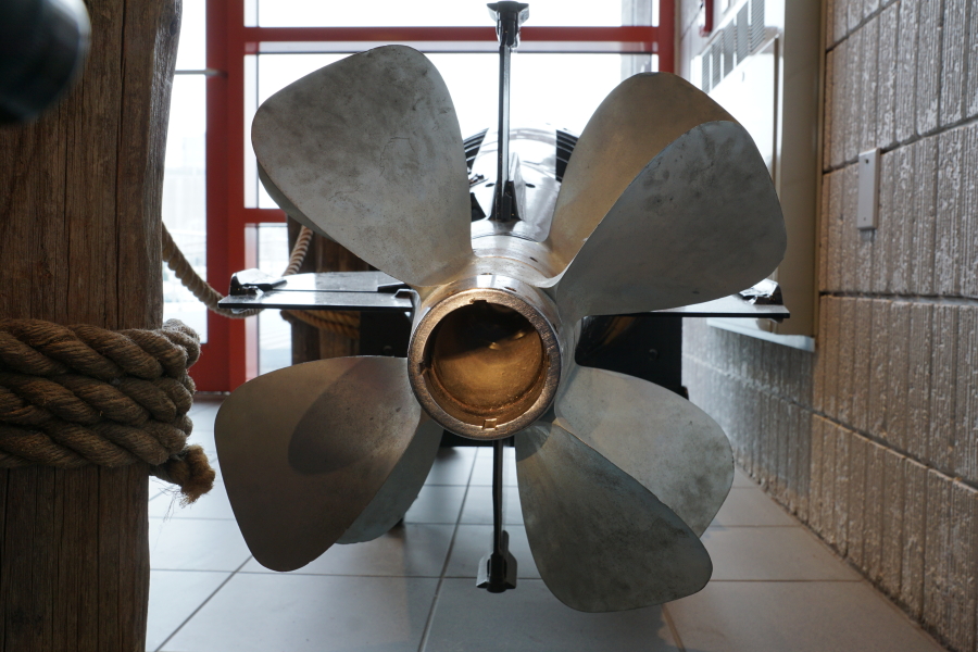 Propellers (forward and after) on Cutaway Mark 23 Torpedo Afterbody at Wisconsin Maritime Museum
