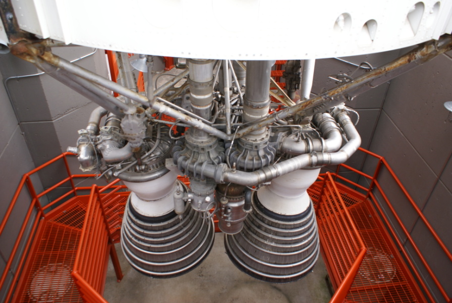 Gemini-Titan LR-87 in launch pit at Kansas Cosmosphere