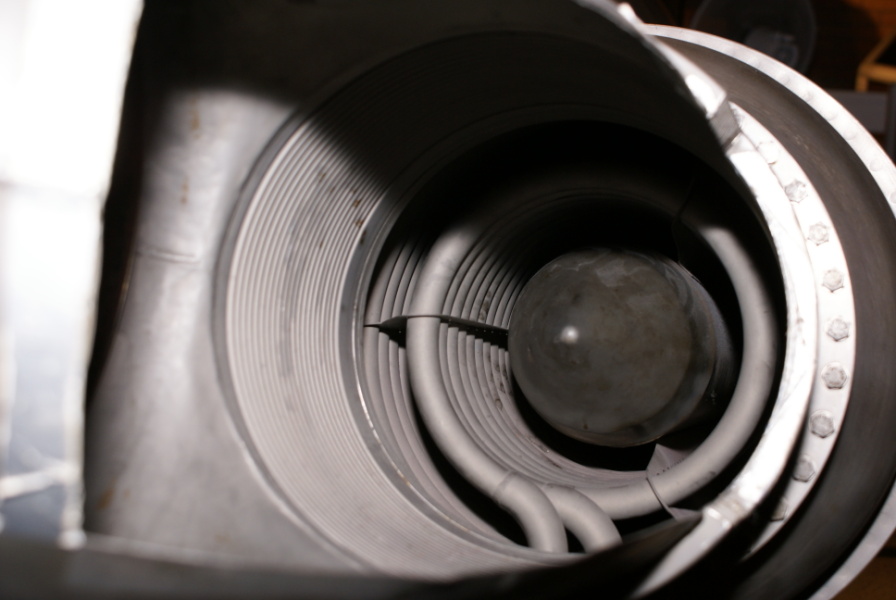 Heat exchanger coils on Cut-Away H-1 Engine at Kansas Cosmosphere