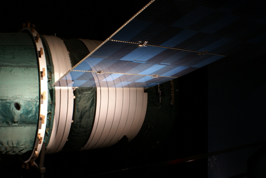 Soyuz spacecraft in Apollo Soyuz Test Project Display display at Kansas Cosmosphere