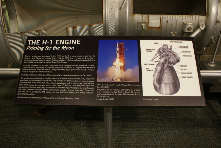 Sign by the Cut-Away H-1 Engine at Kansas Cosmosphere
