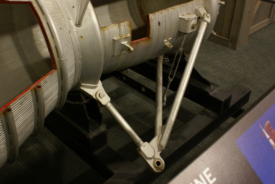 Gimbal actuator outriggers on Cut-Away H-1 Engine at Kansas Cosmosphere