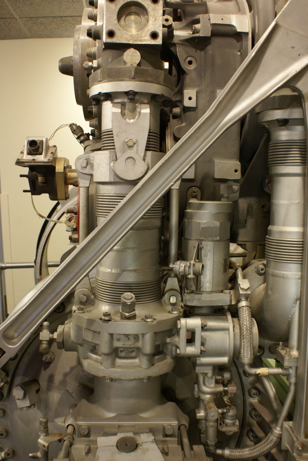 LOX duct and main LOX valve on Cut-Away H-1 Engine at Kansas Cosmosphere