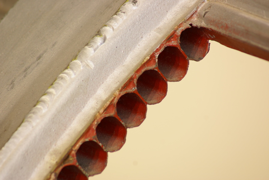 Regenerative cooling tube cross-section in Cut-Away H-1 Engine at Kansas Cosmosphere