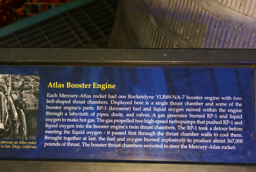 Sign for LR-89 (Atlas Booster) Engine at Kansas Cosmosphere