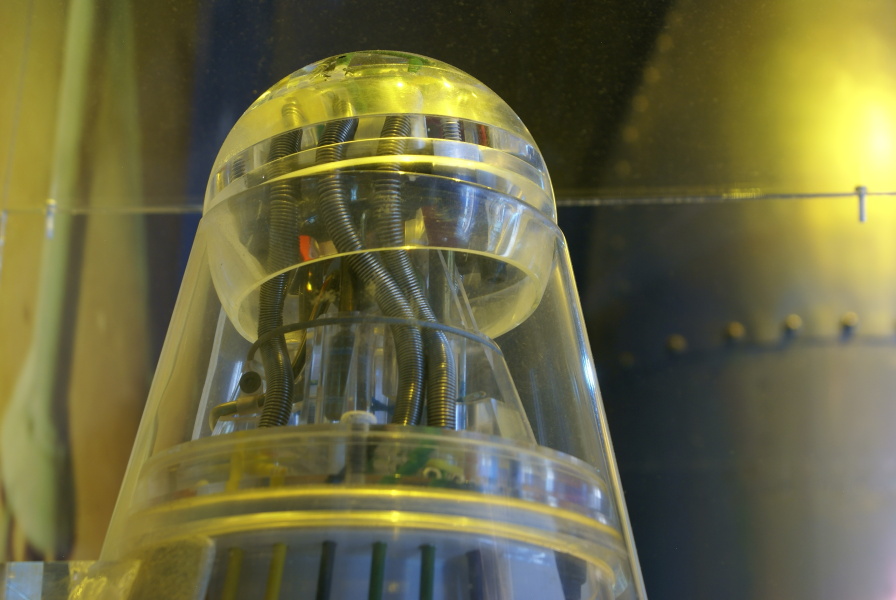 Tip of the Q-Ball, showing sensor tubes, at the Kansas Cosmosphere