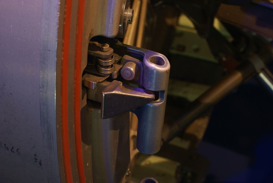 Docking latches on Apollo Probe & Drogue System at Kansas Cosmosphere.