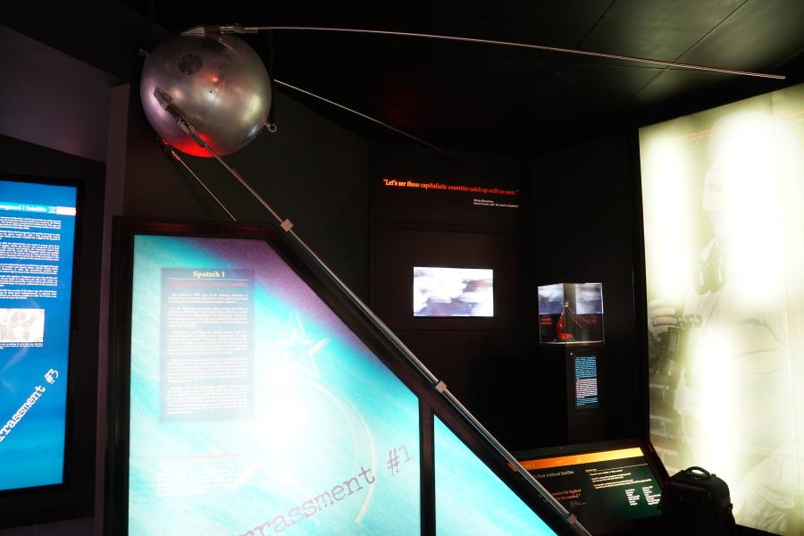 Sputnik I model in First Satellites exhibit at Kansas Cosmosphere