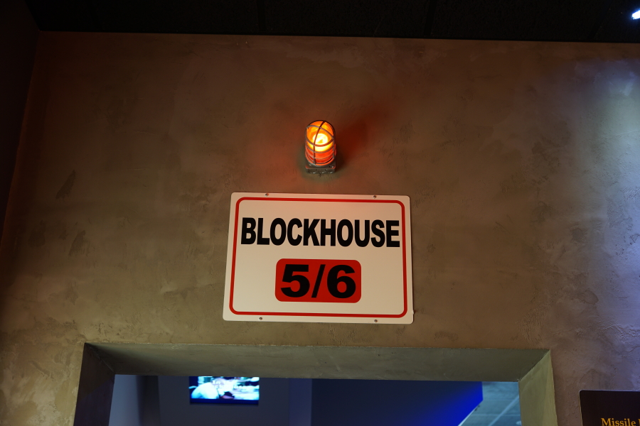 Sign about Blockhouse 5/6 door at Kansas Cosmosphere.