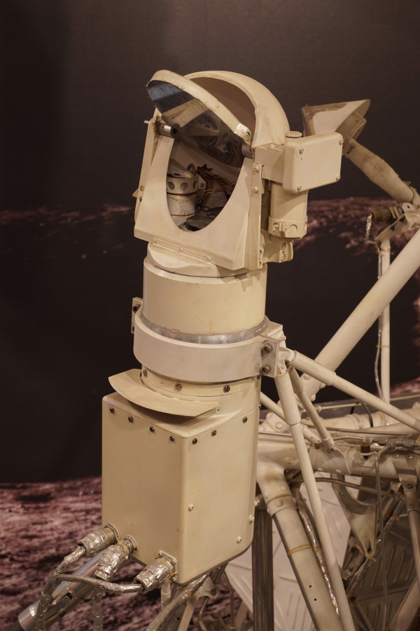 Survey television camera on Surveyor Engineering Model at Kansas Cosmosphere