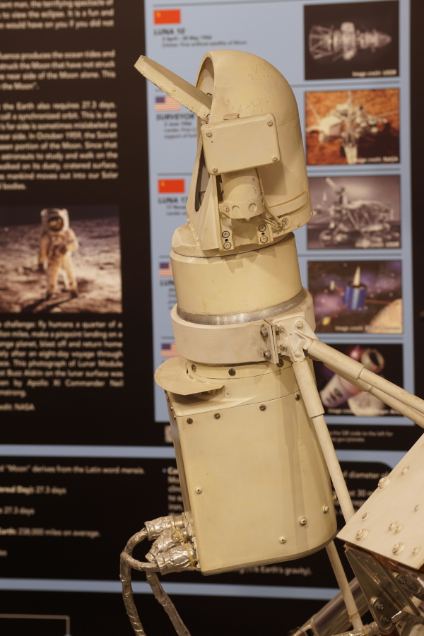 Survey television camera on Surveyor Engineering Model at Kansas Cosmosphere