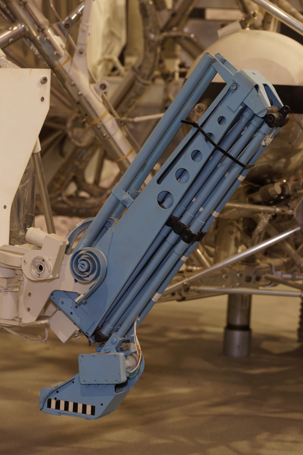 Soil Mechanics/Surface Sampler device scoop arm on Surveyor Engineering Model at Kansas Cosmosphere