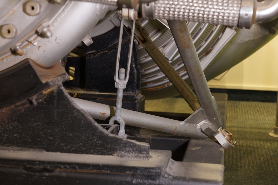 Gimbal actuator outriggers on Cut-Away H-1 Engine at Kansas Cosmosphere