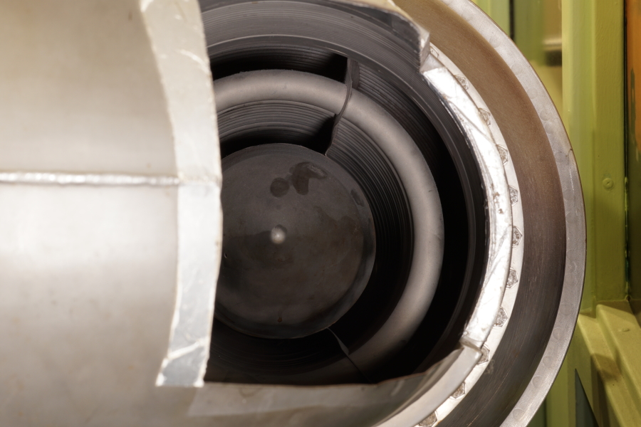 Heat exchanger coils on Cut-Away H-1 Engine at Kansas Cosmosphere