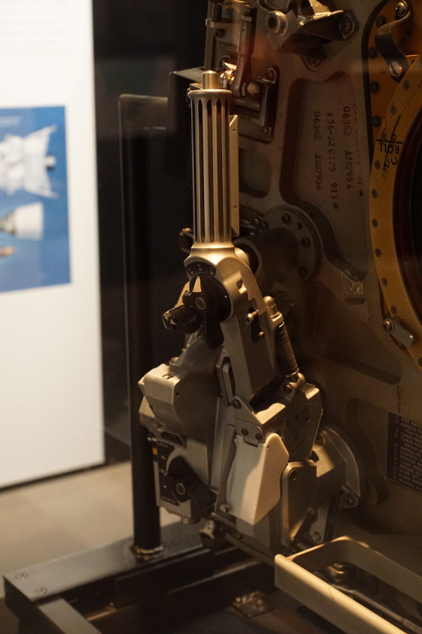 Gear box and pump handle on Apollo 11 Hatch at Destination Moon