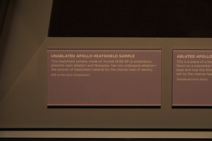 Sign accompanying the unablated Apollo Heat Shield at Destination Moon