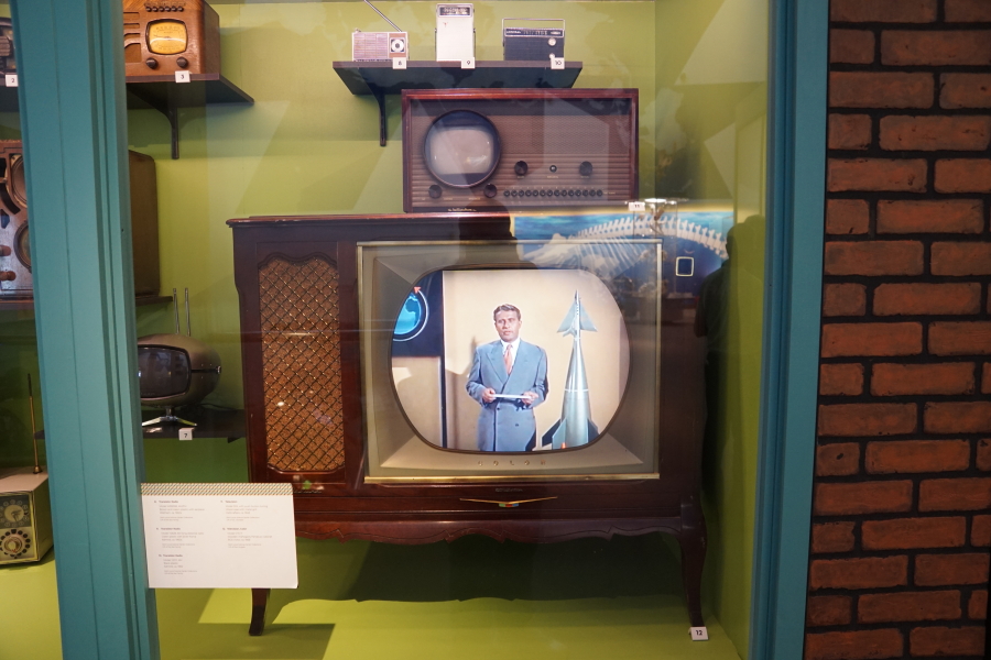 Vintage television featuring Wernher von Braun's Walt Disney Man and the Moon episode at Destination Moon