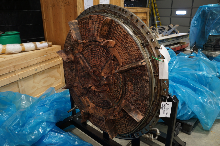 Injector plate from Jeff Bezos recovered F-1 Apollo 11 rocket engines
