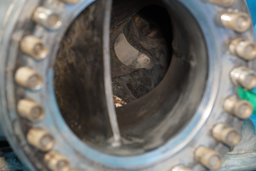 Interior of LOX dome from one of the Jeff Bezos recovered F-1 Apollo 11 rocket engines