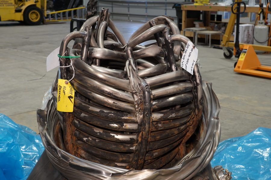 Coils of heat exchanger tubes from Jeff Bezos recovered F-1 Apollo 11 rocket engines