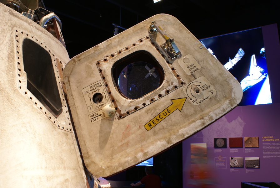 SL-3 (Skylab 2) Apollo command module hatch exterior at Great Lakes Science Center