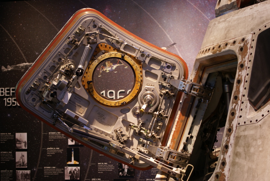 SL-3 (Skylab 2) Apollo command module hatch interior at Great Lakes Science Center