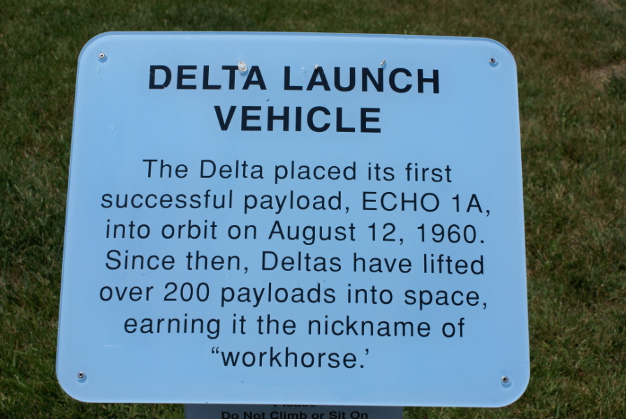 Sign accompanying Delta at Goddard Space Flight Center