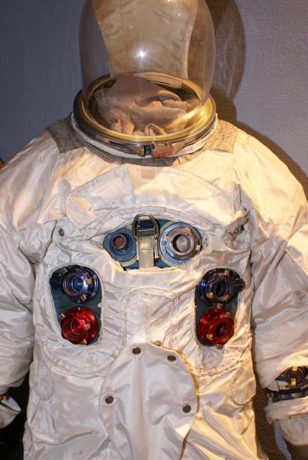 Anders' Apollo 8 Suit chest connectors at Glenn Research Center
