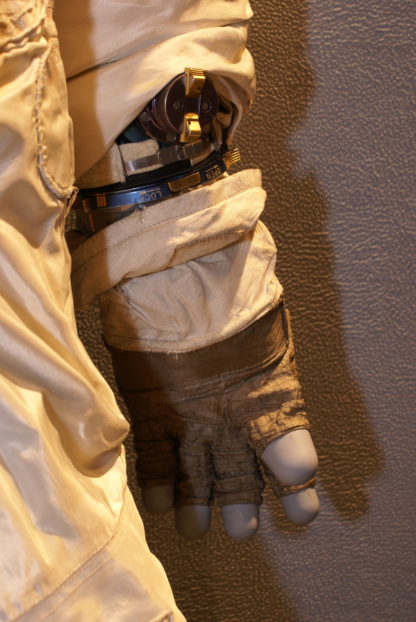 Gloves on Anders' Apollo 8 Suit at Glenn Research Center