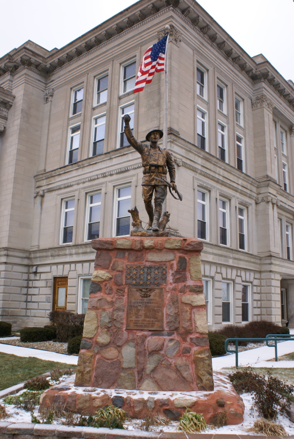 World War I WWI memorial in front of Putnam County Court House in Greencastle Indiana