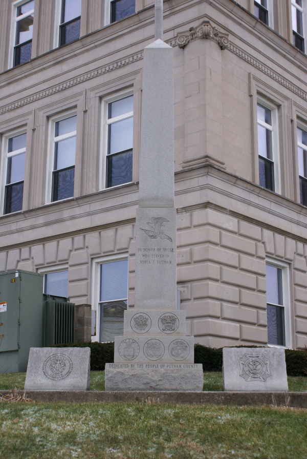 Korea and Vietnam War memorial in front of Putnam County Court House in Greencastle Indiana