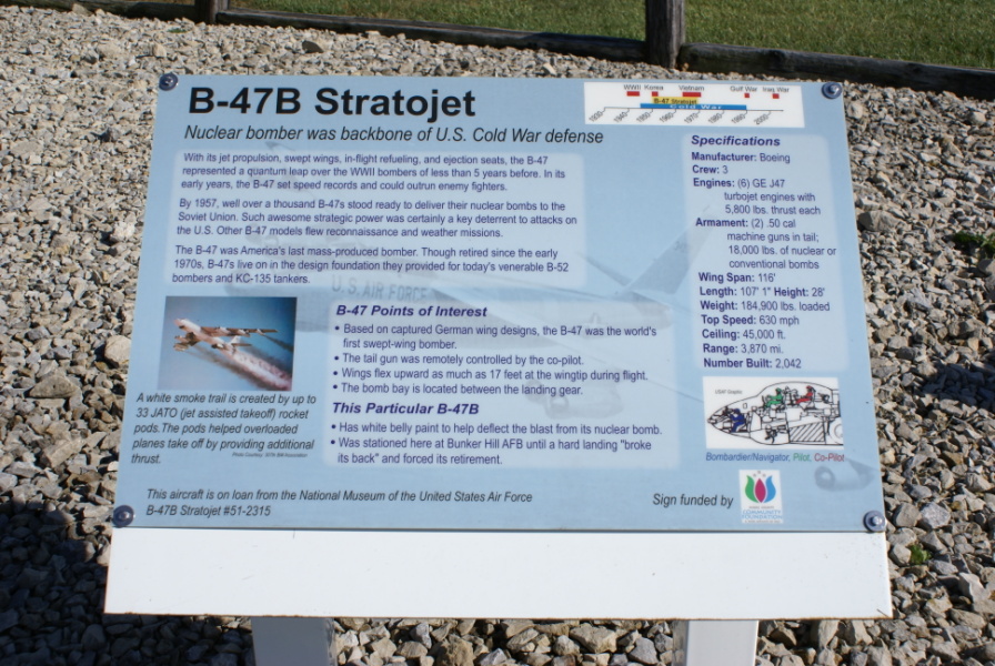 Sign by B-47 Stratojet at Grissom Air Museum
