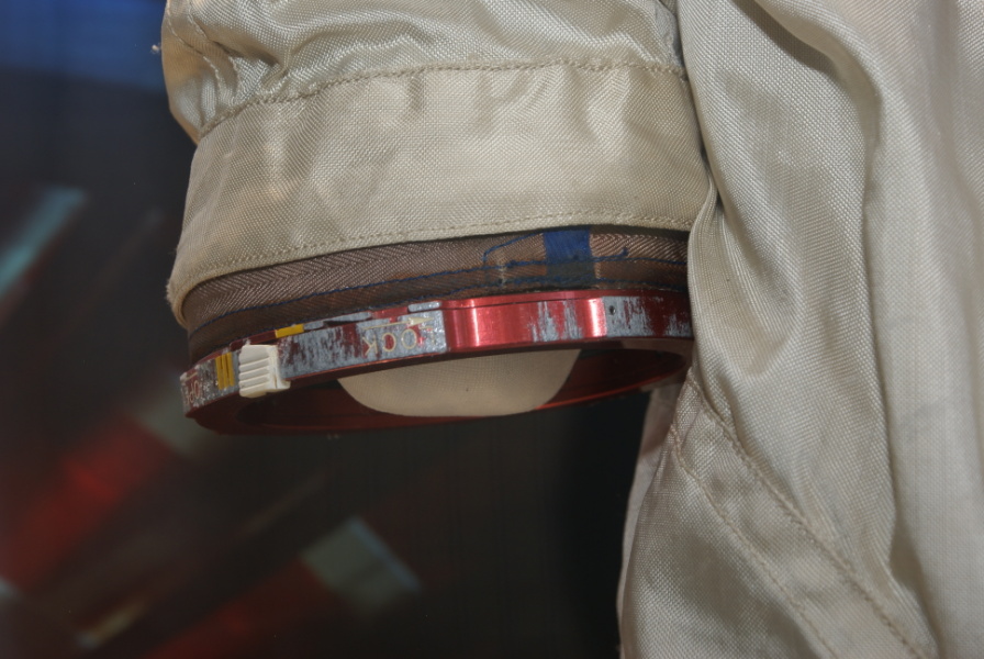 Right (red) wrist disconnect on Grissom's Gemini 3 Suit at Mitchell Indiana