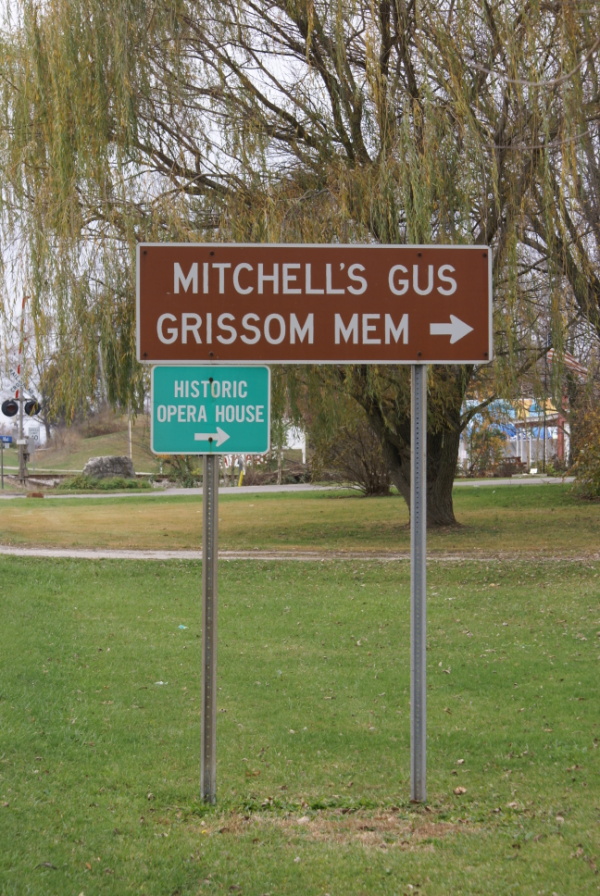 Sign near the Gus Grissom Monument in Mitchell Indiana