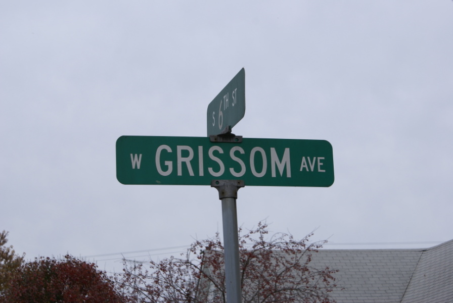 Streets sign at the intersection of 6th St. and Grissom Avenue in Mitchell Indiana