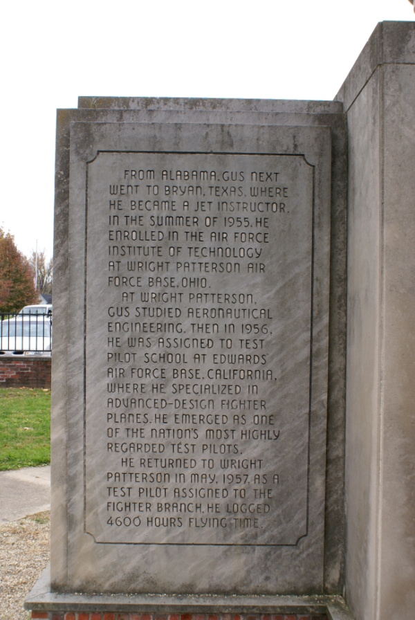 Panels on the Grissom Monument in Mitchell Indiana