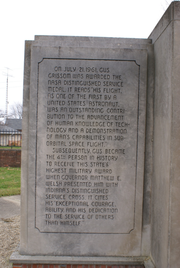 Panels on the Grissom Monument in Mitchell Indiana