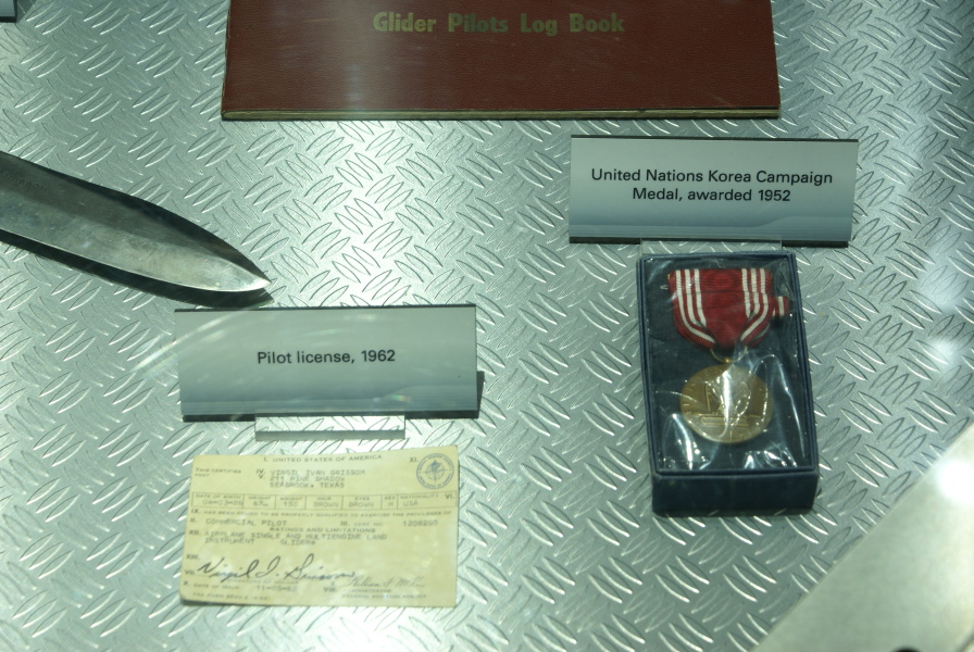 Pilot license in Grissom: Test Pilot in Grissom: Pilot exhibit in Grissom Memorial in Mitchell Indiana