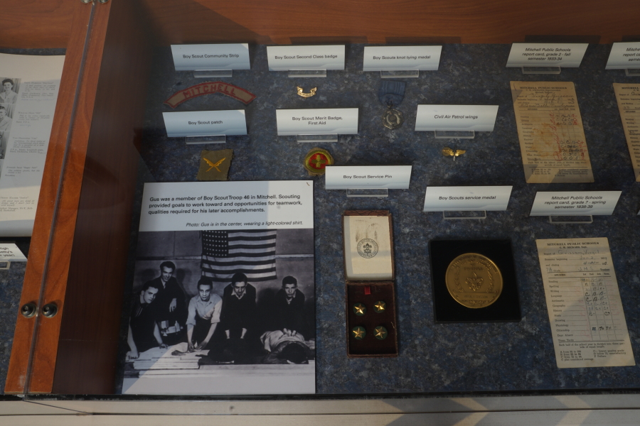 Gus Grissom's Boy Scout awards, badges, patches, and medals at Grissom Memorial in Mitchell Indiana