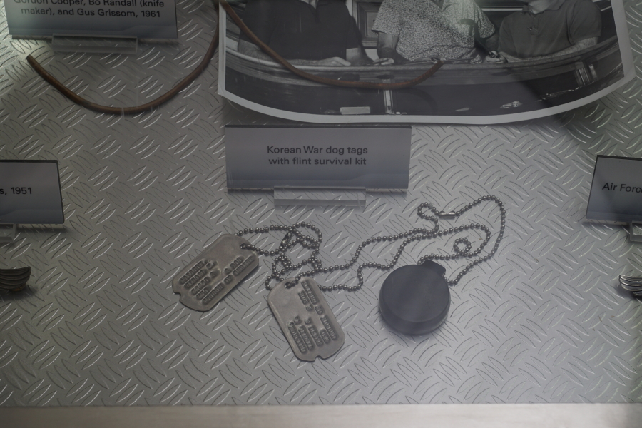 Gus Grissom's dog tags in Grissom: Test Pilot in Grissom: Pilot exhibit in Grissom Memorial in Mitchell Indiana