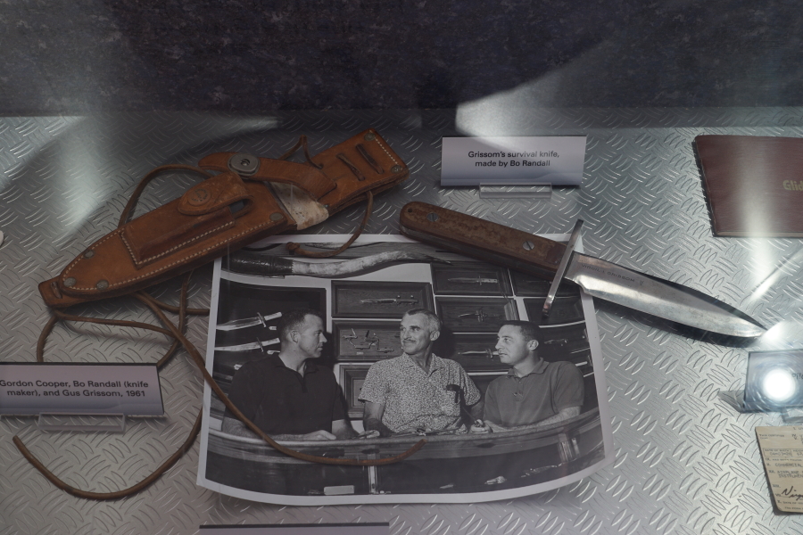 Bo Randall survival knife in Grissom: Test Pilot in Grissom: Pilot exhibit in Grissom Memorial in Mitchell Indiana