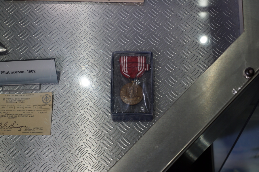 Army good conduct medal in Grissom: Test Pilot in Grissom: Pilot exhibit in Grissom Memorial in Mitchell Indiana