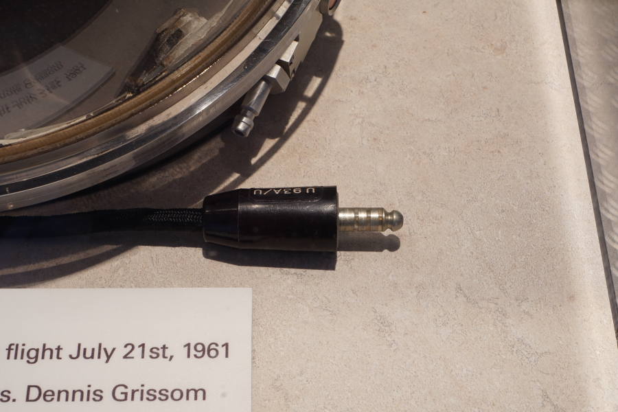 Grissom's Mercury Helmet communication cable connector at in Mitchell Indiana