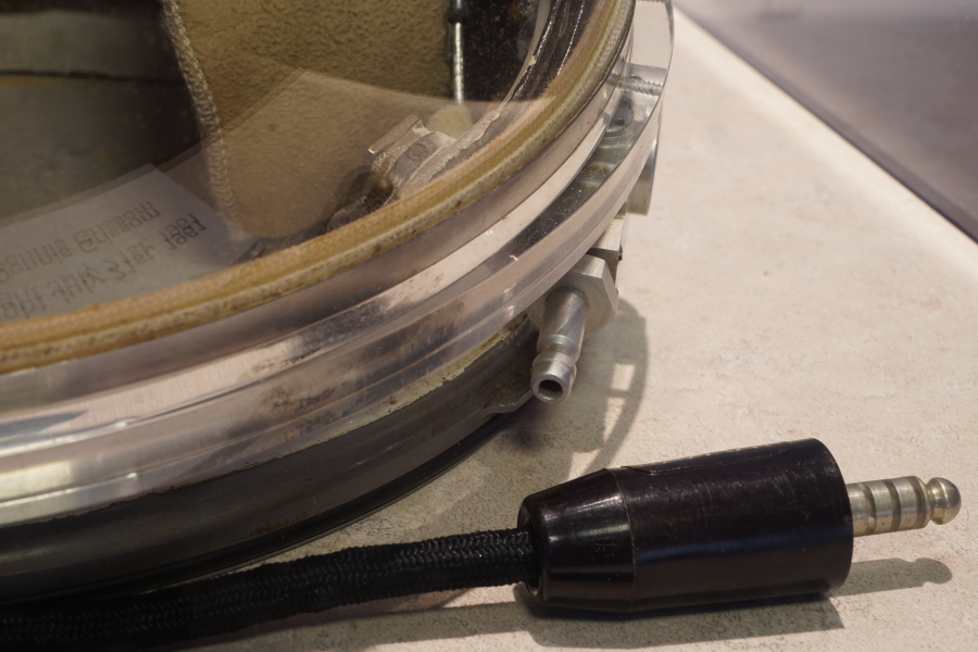 Grissom's Mercury Helmet helmet visor sealing system valve at Mitchell Indiana