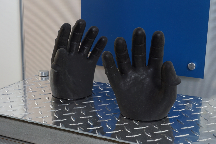 Apollo 1 Glove Molds in Grissom Memorial in Mitchell Indiana